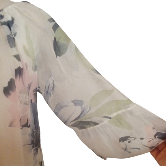 Rosemarie Watercolor Floral Flowy Ruffle Hem Dress Made In Italy Size Medium - Picture 6 of 10